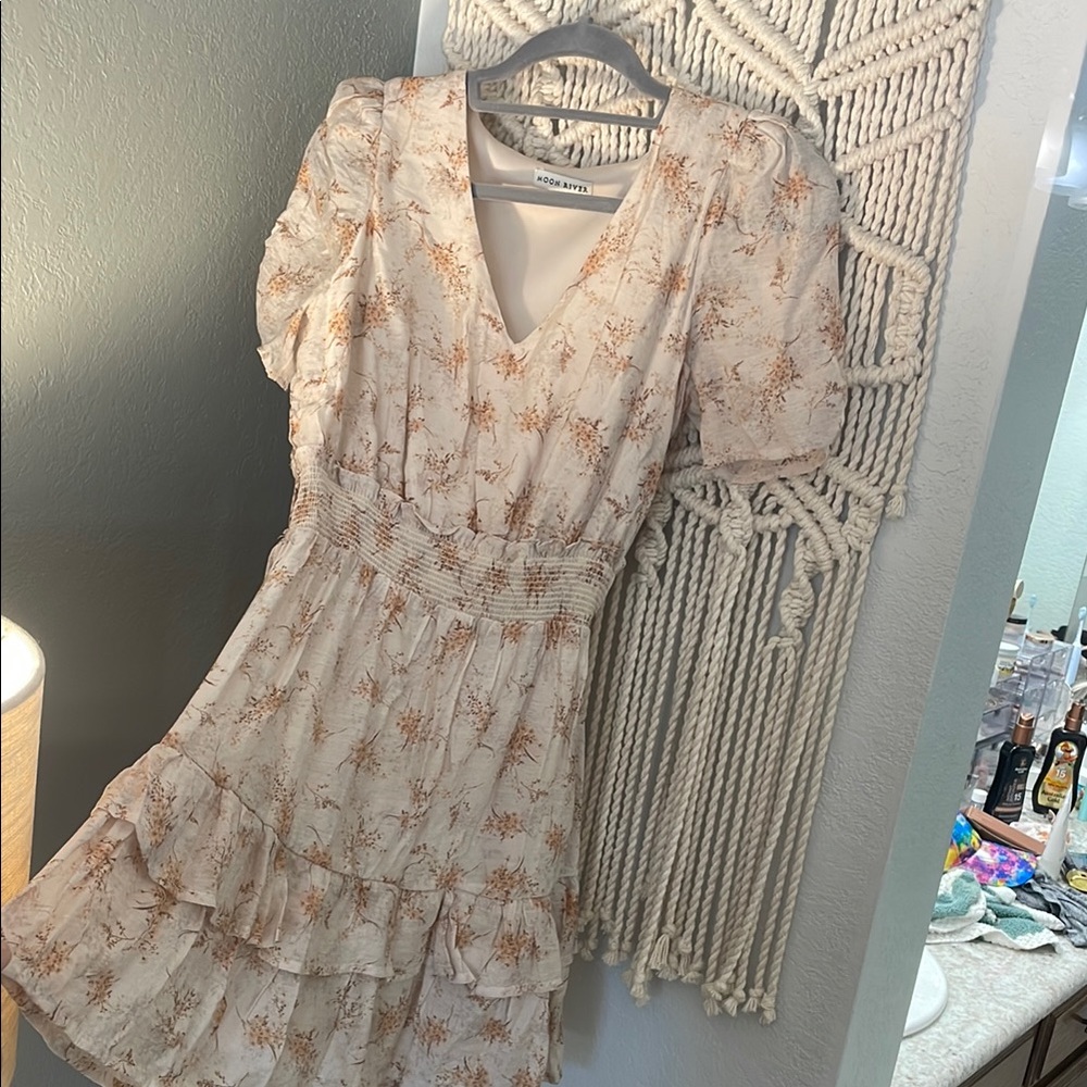 Moon River Floral Ruffle Mini Dress